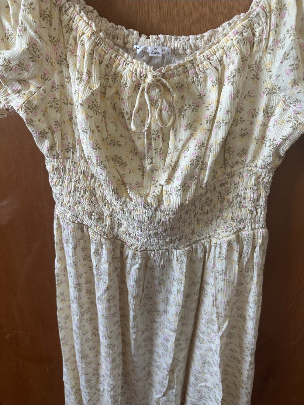 Celebrity Pink Cream Maxi Dress with Pink Floral Print
